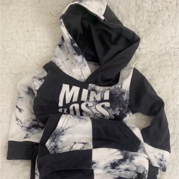 Baby Boy Outfit  Tie Dye Sweatshirt Mini Boss Long Sleeves Sweatshirt Set 12m - Picture 3 of 10